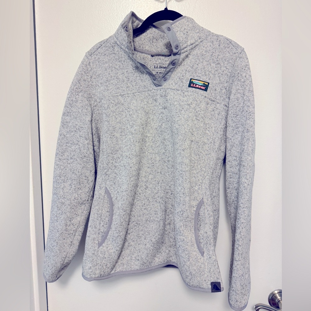 Gray LL Bean three quarter fleece zip